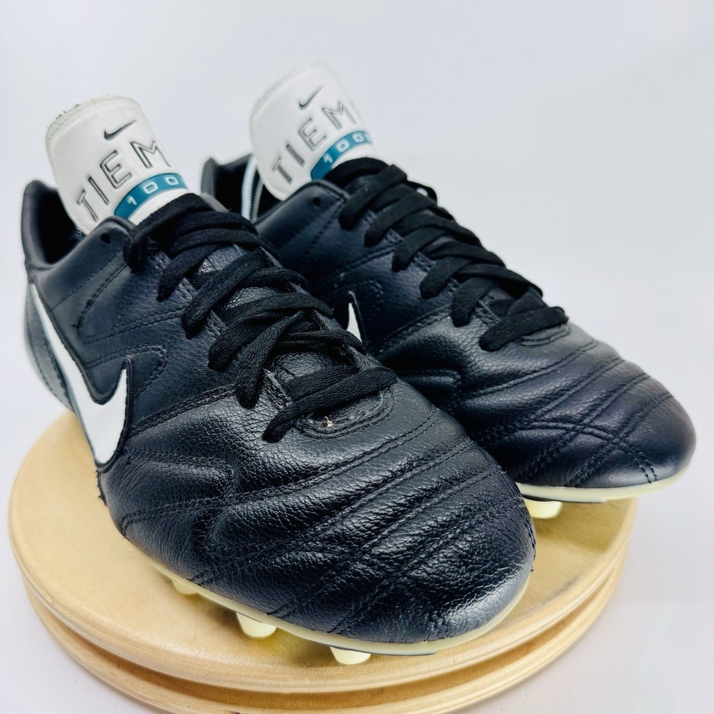 Nike Tiempo 1000 Leather Soccer Boots Shoes Mens US 10 EU 44 Vintage Black cleat